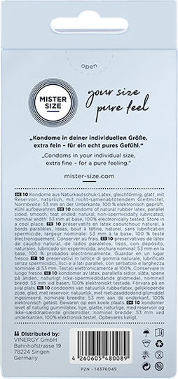 Mister Size Προφυλακτικά Extra Fine Size 53mm 10τμχ 53mm Λεπτά για Φυσική Αίσθηση Natural