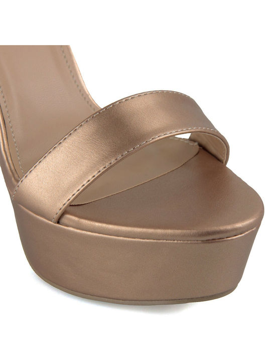 Silia D Platform Women's Sandals with Ankle Strap Gold