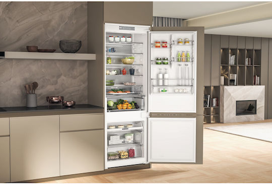 Whirlpool Εντοιχιζόμενος Ψυγειοκαταψύκτης 394lt Total NoFrost Υ193.5xΠ69xΒ55.1εκ. Λευκός WH SP70 T122