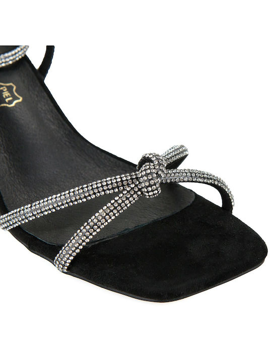 Silia D Suede Women's Sandals with Strass Black