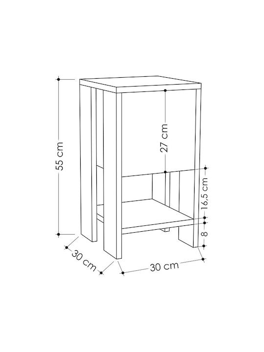 Комод Дървен Червен 30x30x55см