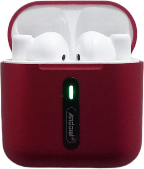 Andowl BQS8 Earbud Bluetooth Handsfree Earphones with Charging Case Red