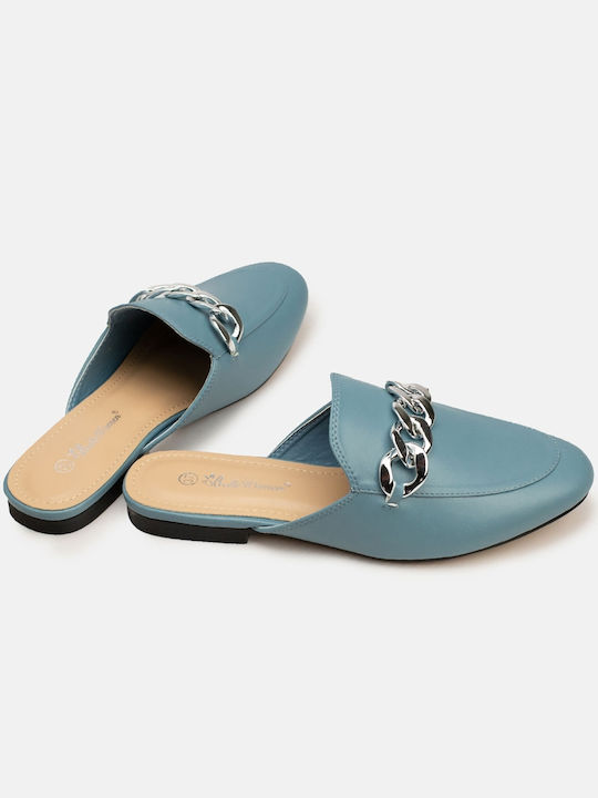 InShoes Flat Mules Σιέλ