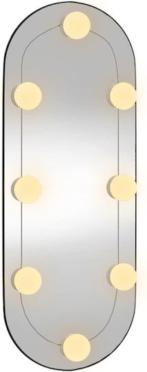 vidaXL Oglindă de Perete Ovală cu Ramă din & Iluminare LED 20x50cm 1buc