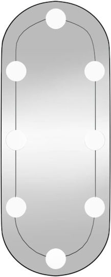 vidaXL Oglindă de Perete Ovală cu Ramă din & Iluminare LED 20x50cm 1buc