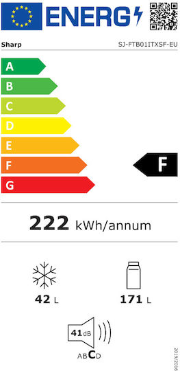 Sharp Ψυγείο Δίπορτο 213lt Υ144xΠ54xΒ57εκ. Inox SJ-FTB01ITXSF