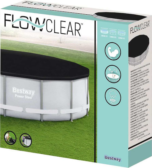 Bestway Flowclear Χειμερινό Προστατευτικό Κάλυμμα Πισίνας Στρογγυλό Διαμέτρου 396εκ. Μαύρο