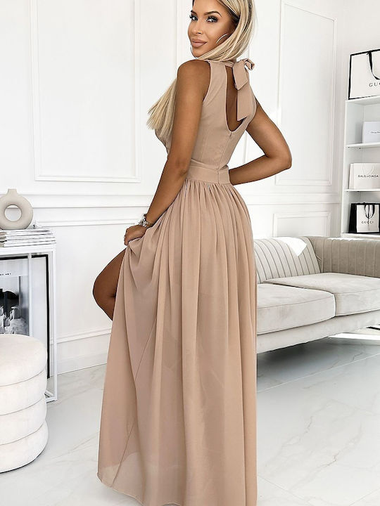 Numoco 362-6 Sommer Maxi Abendkleid Beige