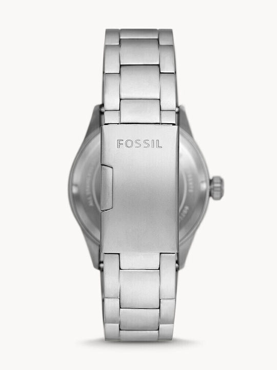 Fossil Ανδρικό Ρολόι 40mm Μπαταρίας με Ασημί Μεταλλικό Μπρασελέ