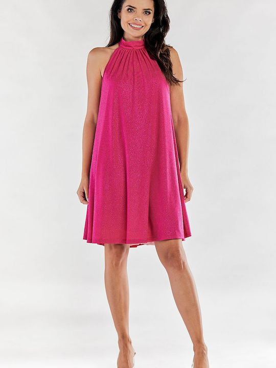 Awama A556 Mini Evening Dress Fuchsia