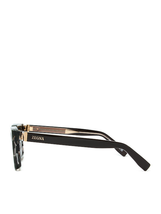 Zegna Men's Sunglasses with Multicolour Plastic Frame and Brown Lens EZ0214 20J