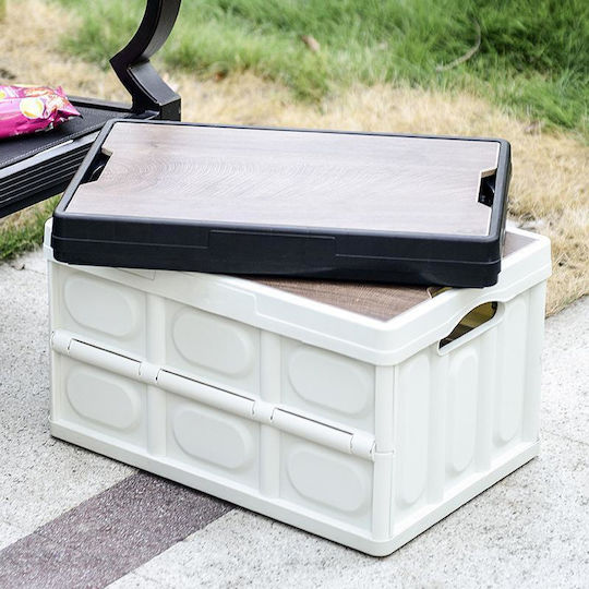 Viosarp Wooden Storage Box with Lid Gray 53x35x28.5cm