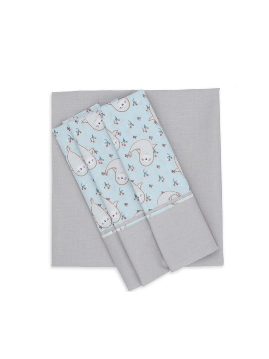 Nautica Φώκια Baby Sheets Set Crib Cotton Gray 75x110cm 3pcs 49-9706/943