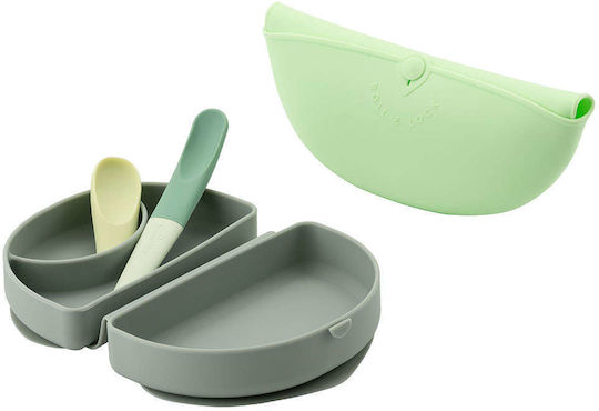 Miniware Set Essgeschirr aus Silikon Grün 3Stück