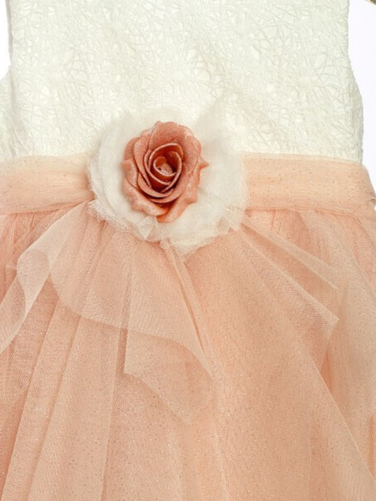 Lollipop Orange Baptism Clothing Set with Hair Accessories & Dress made of Tulle 2pcs