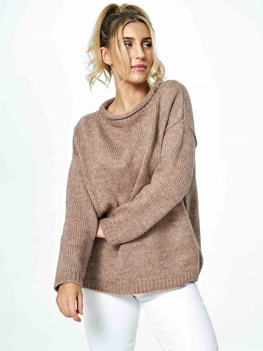 Figl M888 Damen Langarm Pullover Wolle Braun