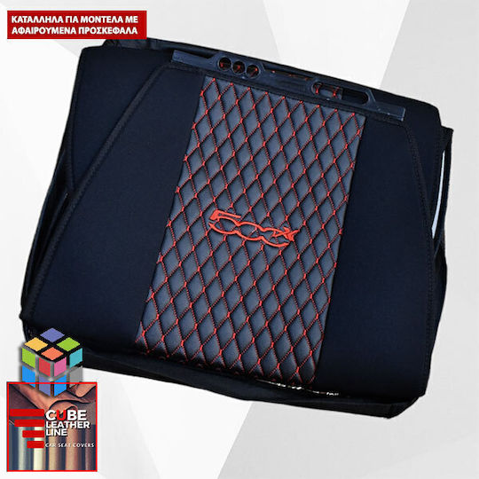 Set Autositzlehnen 2Stück Kunstleder Schwarz / Rot