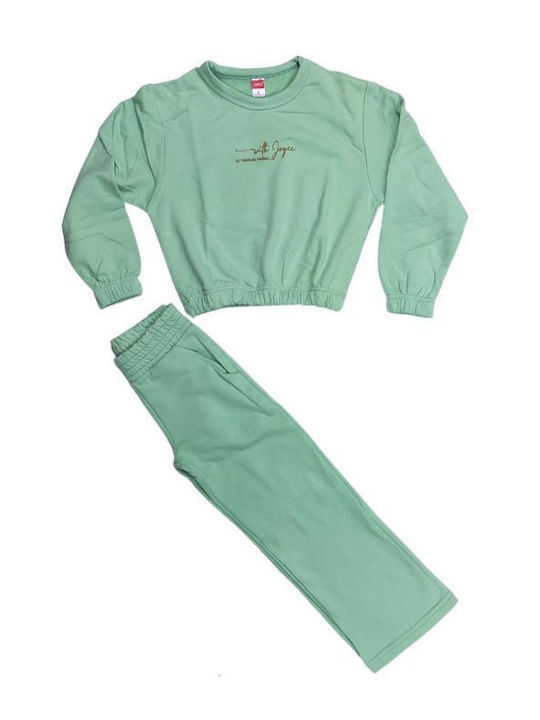 Kids Sweatpants Set Green 2pcs All Things Are Possible