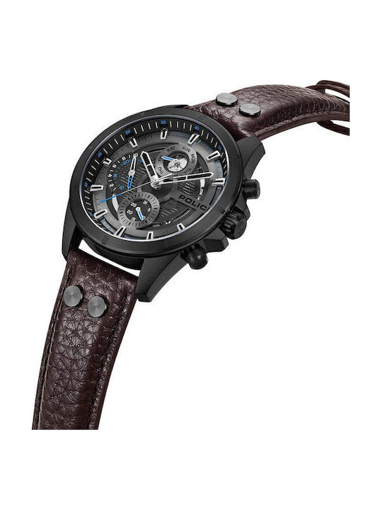 Police Malawi Watch Battery with Leather Strap