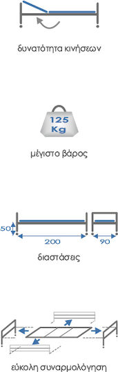 Orthokinisi KN 200 multifuncțional Electric Poliedru Pat de spital cu Roți / Bara laterală Fără bare ΚΝ-200-Η/1 Πλήρες