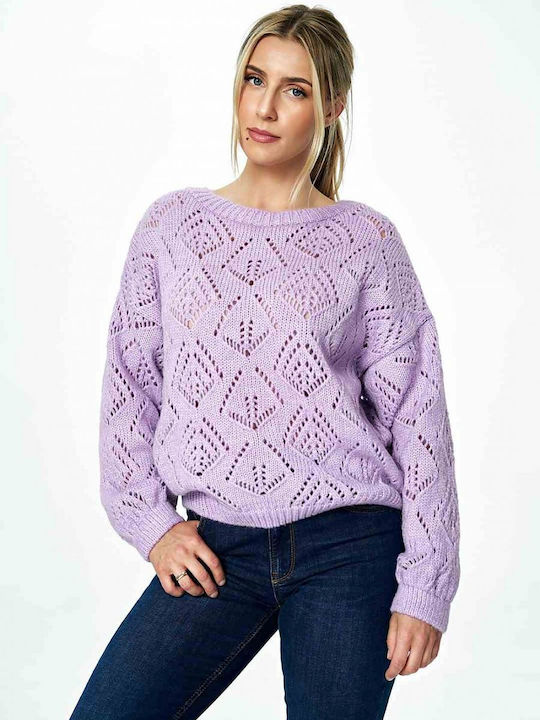 Figl M887 Damen Langarm Pullover Wolle Lila