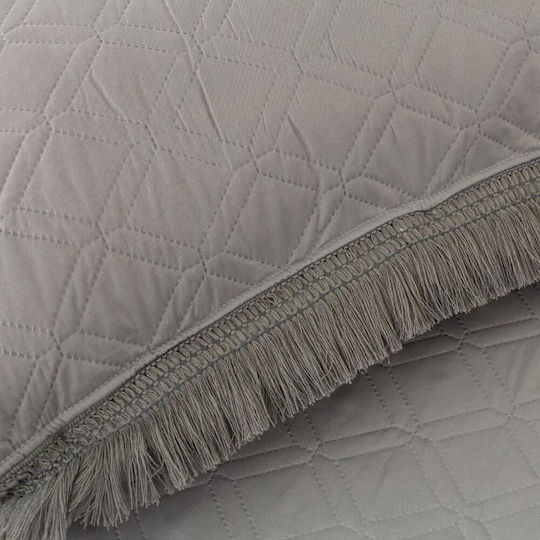 Borea Dahlia Σετ Κουβερλί Υπέρδιπλο Microfiber Γκρι 220x240cm 3τμχ
