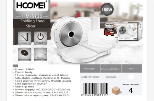 Hoomei Κόφτης Αλλαντικών 150W Λευκός