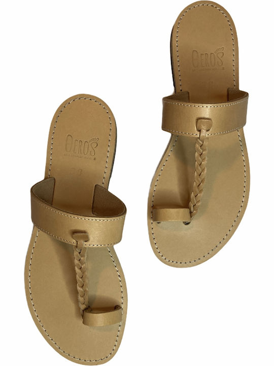 THEROS Greek 100% leather sandal handmade. Code KOTSIDA. Color NATURAL.