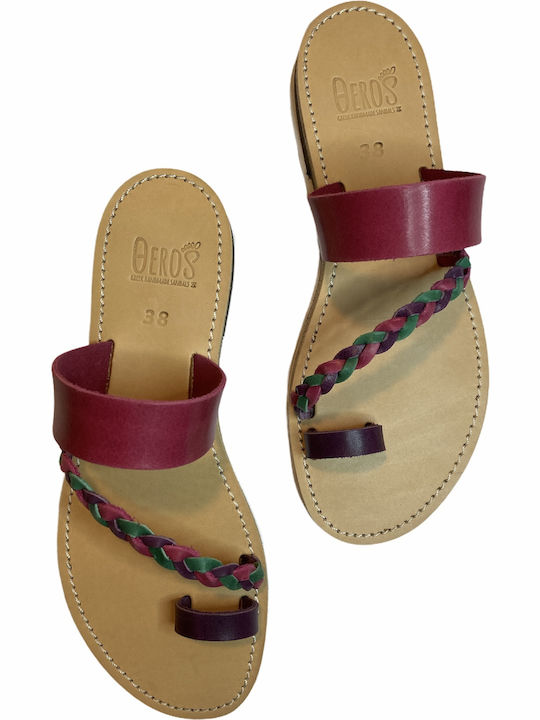 THEROS Greek 100% leather sandal handmade. Code LEXH COTSIDA. Color TRICOLOR.