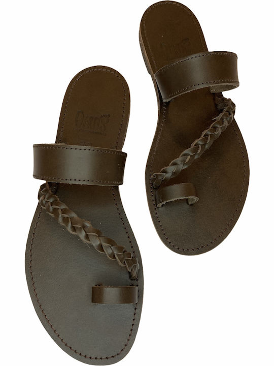 THEROS Greek 100% leather sandal handmade. Code LEXH COTSIDA. Color CAFE.