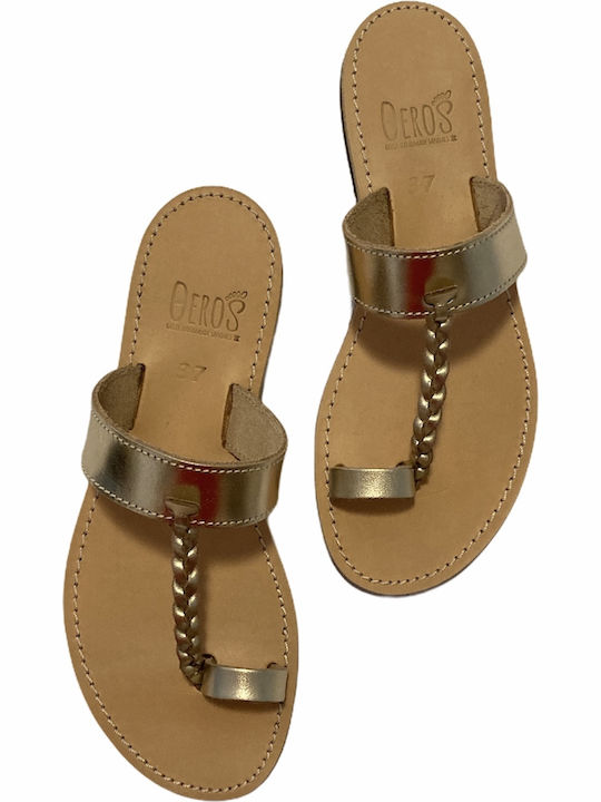 THEROS Greek 100% leather sandal handmade. Code KOTSIDA. Color GOLD.