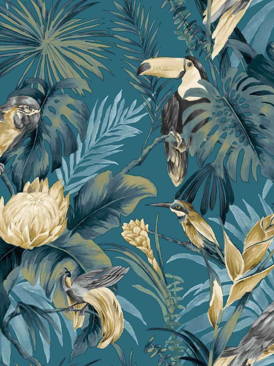 Wallpaper Amazzonia L1005xW53cm Petrol Blue