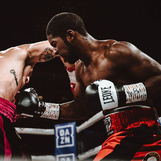 Leone Shock Boxing Gloves Leather for Match Black