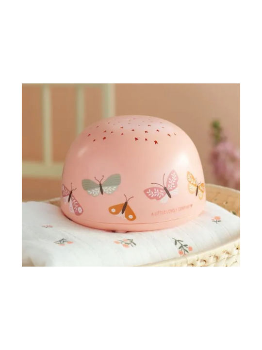 A Little Lovely Company Led Kids Projector Lamp Butterflies with Design Projection Pink 14x14x9εκ.