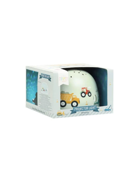 A Little Lovely Company LED Kinderprojektorlampe Vehicles mit Musterprojektion Grün 14x14x9εκ.
