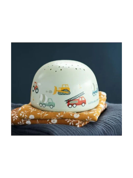 A Little Lovely Company LED Kinderprojektorlampe Vehicles mit Musterprojektion Grün 14x14x9εκ.