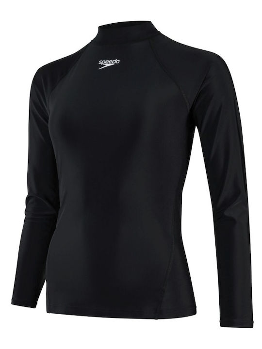 Speedo UPF 40+ Γυναικεία Μακρυμάνικη Αντηλιακή Μπλούζα Μαύρη