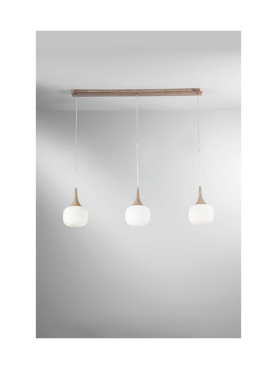 Fan Europe I-Jaipur-SQ3 Pendant Light Brown Rail with Socket E14, E.14 97x14x150cm