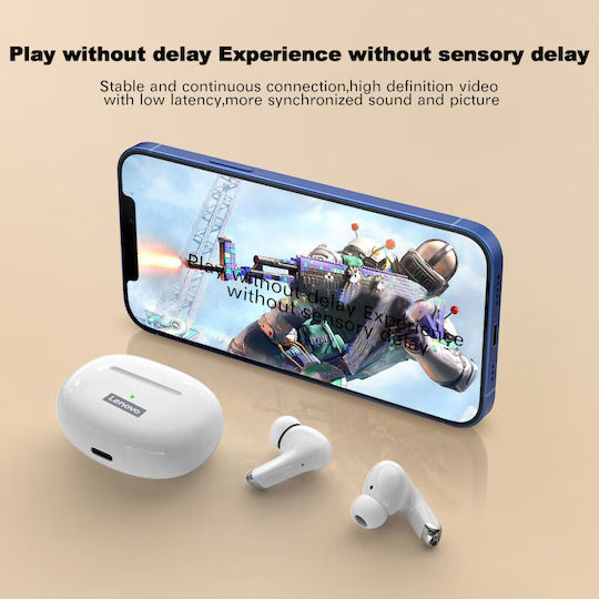 Lenovo LP5 Earbud Bluetooth Handsfree Ακουστικά με Θήκη Φόρτισης Λευκά