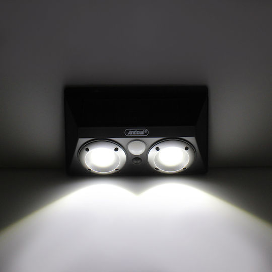 Andowl Επιτοίχιο Ηλιακό Φωτιστικό 40W 800lm με Ψυχρό Λευκό Φως 6000K IP65
