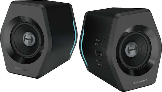 Edifier G2000 RGB Ασύρματα Ηχεία Υπολογιστή 2.0 με RGB Φωτισμό και Bluetooth Ισχύος 32W σε Μαύρο Χρώμα