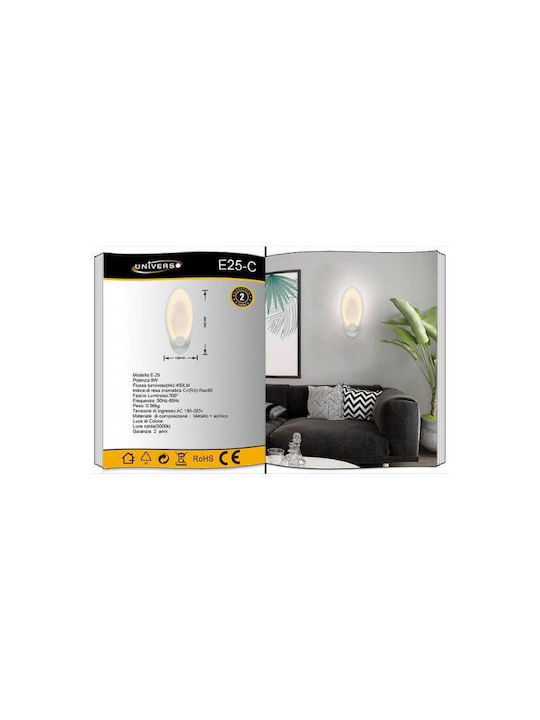 Universo Illuminazione Leuchte Wand LED Weiß 12x12cm Universo Illuminazione Leuchte Wand LED Weiß 12x12cm