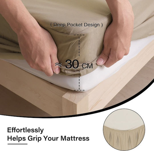 My Home Luxury Protective Cover King Size with Skirt Beige 180x200+30cm