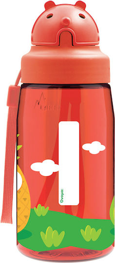 Laken Ananas-Birne Kinderflasche Kunststoff mit Strohhalm Rot 450ml