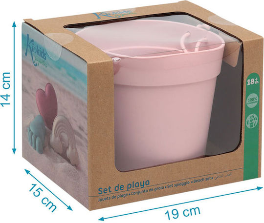Kiokids Σετ Κουβαδάκι Παραλίας με Αξεσουάρ σε Ροζ Χρώμα (5τμχ)