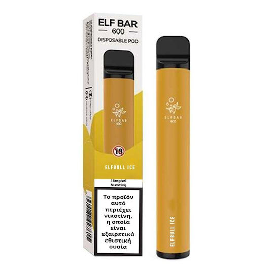 Elf Bar Електронна Цигара за Еднократна Употреба 600 Вдишвания Elfbull Ice 2мл 20мг Elfbull Ice Бежов 1бр