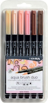 Lyra Aqua Brush Duo Design Markers Skin Tones 6pcs