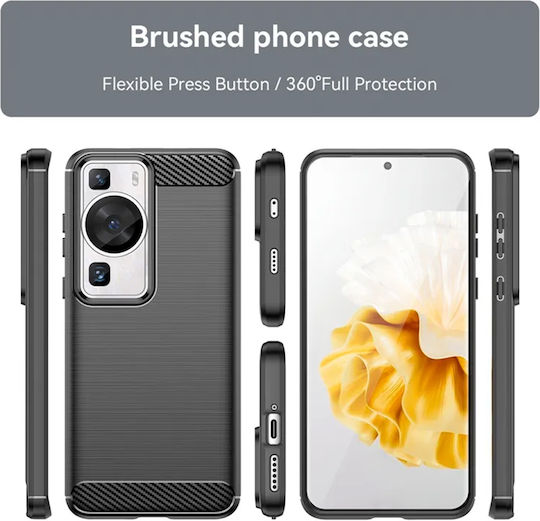 Techsuit Carbon Задна корица Силикон Черен (Huawei P60)