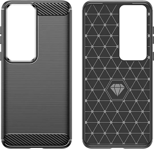 Techsuit Carbon Задна корица Силикон Черен (Huawei P60)