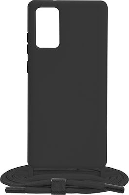 Techsuit Lanyard Silicone Back Cover with Strap Black (Galaxy Note 20)